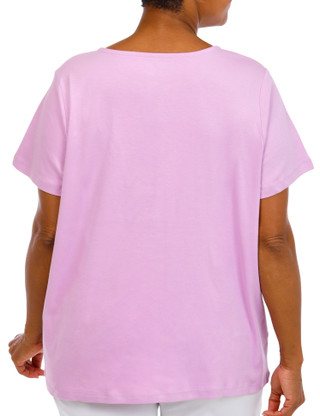 Thumbnail 2: Coral Bay Plus Short Sleeve Split Neck Metal Ring Top 