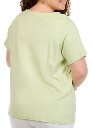 Thumbnail 4: Coral Bay Plus Short Sleeve Split Neck Metal Ring Top 