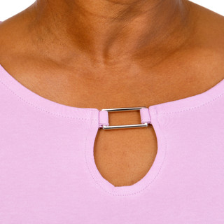 Thumbnail 3: Coral Bay Plus Short Sleeve Split Neck Metal Ring Top 