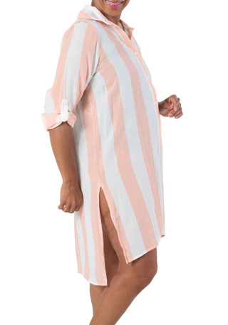 Thumbnail 2: SHORE LIFE Women's Plus Stripe Button Down Coverup 