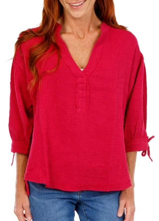 Thumbnail 1: Venus Women's Solid Linen Blouse  