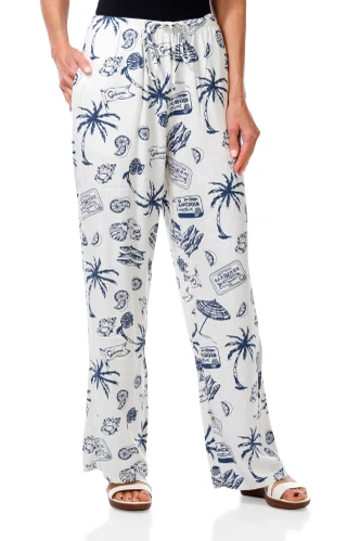 Thumbnail 1: Cali 1850 Juniors Print Drawstring Beach Pants 