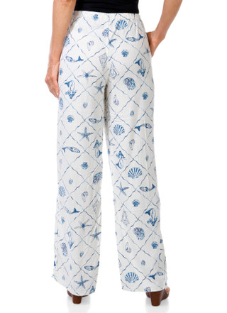 Thumbnail 2: Cali 1850 Juniors Ocean Print Drawstring Beach Pants 