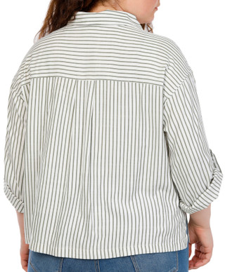 Thumbnail 2: MAX STUDIO Plus 3/4 Sleeve Two Pocket Strip Shirt  