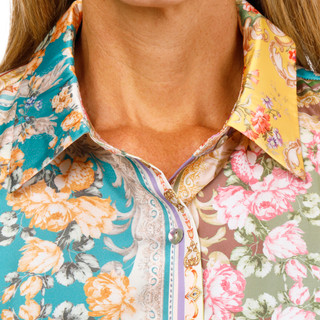 Thumbnail 2: INDUSTRY Women's Floral Satin Print Button Up Top 