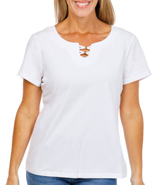 Thumbnail 1: Hearts of Palm Women's Beaded Neck Top 