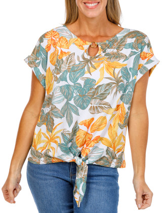 Thumbnail 1: Hearts of Palm Women's Crinkle Knit Tie Front Top 