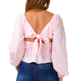 Thumbnail 2: No Comment Juniors Linen Smocked Peasant Top 