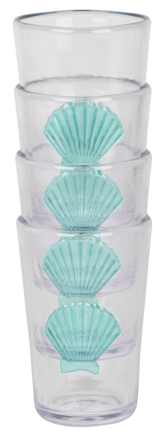 Thumbnail 2: Coastal Home 4 Pk Embossed Shell Highball Cup Set 