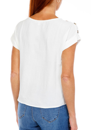 Thumbnail 2: 3RD & MALT Women's Solid Button Shoulder Top  
