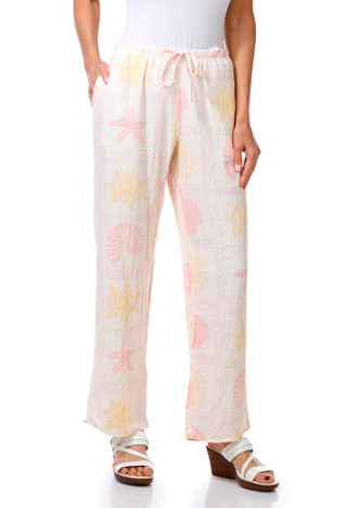 Thumbnail 1: Cali 1850 Juniors Pink Shell Drawstring Beach Pants 