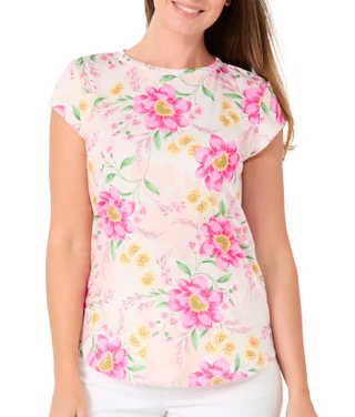 Thumbnail 1: Blue Sol Women's Cap Sleeve Floral Top 