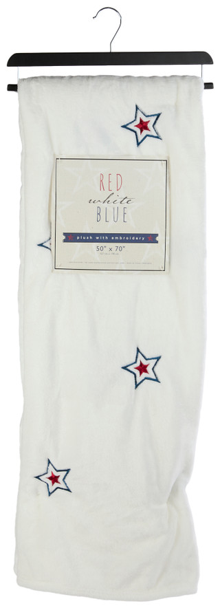 Thumbnail 1: Dream Home Plush Embroidered Star Throw Blanket 