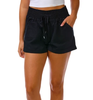 Thumbnail 1: Cisono Juniors' Smocked Tie-Waist Linen Shorts 