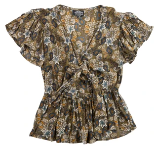 Thumbnail 1: Angie Juniors Short Sleeve Deep V Neck Tie Top 