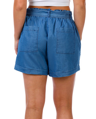 Thumbnail 2: Cisono Juniors Tie Front Chambray Shorts 