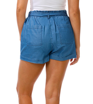 Thumbnail 3: Cisono Juniors Tie Front Chambray Shorts 