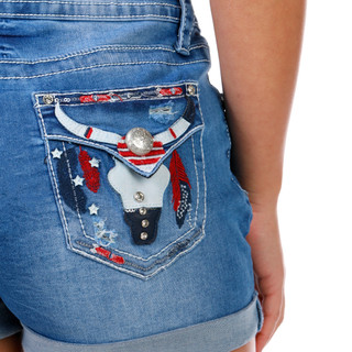 Thumbnail 1: SUNKISSED DENIM Junior's Cuffed Denim Shorts 