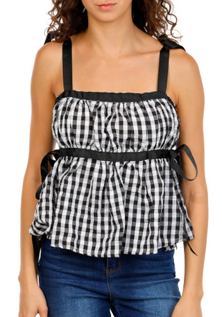 Thumbnail 1: Liberty Love Juniors Gingham Print Top 