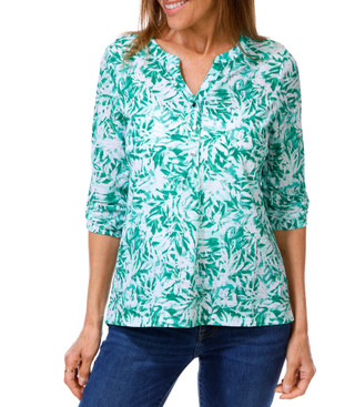 Thumbnail 1: Kate Park Women's Petite Floral Print Top  
