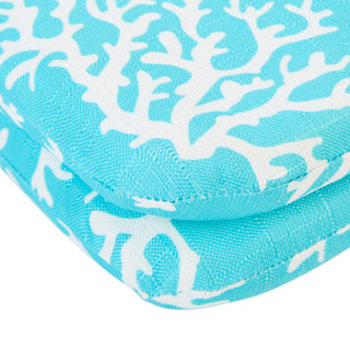 Thumbnail 3: SECONDARY 19x19 Inch Teal Coral 2‑Pack Filled Chair Pads 