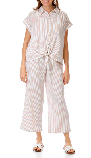 Thumbnail 1: Status by Chenault Women's 2 Pc Button Down Seesucker Set 
