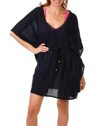 Thumbnail 1: Raviya Women's Short Sleeve Lace Trim Coverup Dress 