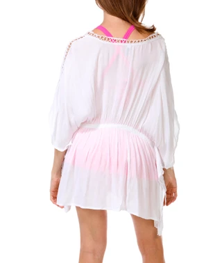 Thumbnail 2: Raviya Women's Short Sleeve Lace Trim Coverup Dress 
