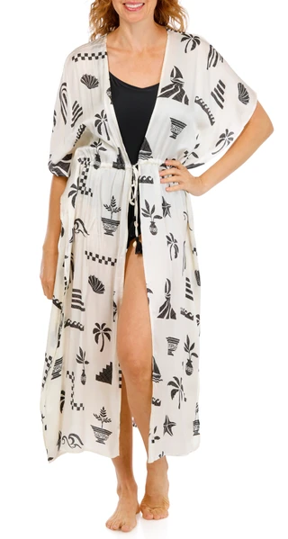Thumbnail 1: SURF GYPSY Women's Short Sleeve Satin Coverup 