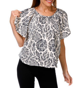 Thumbnail 1: Zac & Rachel Women's Petite Short Sleeve Print Top 