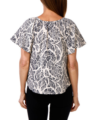 Thumbnail 2: Zac & Rachel Women's Petite Short Sleeve Print Top 