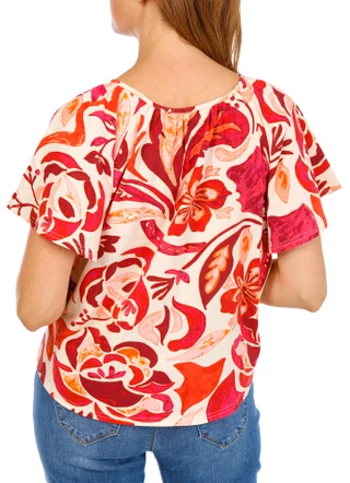 Thumbnail 2: Zac & Rachel Women's Petite Short Sleeve Print Top 