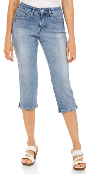 Thumbnail 1: Royalty Women's Denim Side Split Hem Capris 