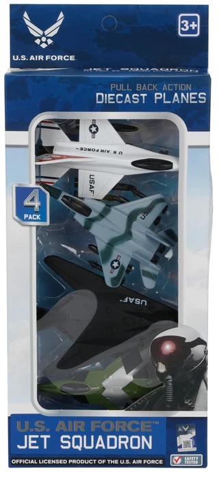 Thumbnail 1: Brooklyn Lollipop 4 Pk USAF Pull Back Die Cast Jet Squadron 