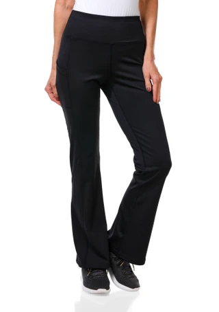 Thumbnail 1: DOWNTOWN MOTION Juniors Active Solid Flare Leg Pants 