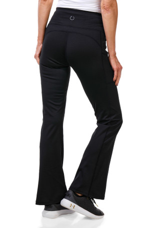 Thumbnail 4: DOWNTOWN MOTION Juniors Active Solid Flare Leg Pants 