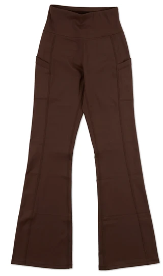Thumbnail 1: DOWNTOWN MOTION Juniors Active Solid 2 Pocket Flare Leg Pants 