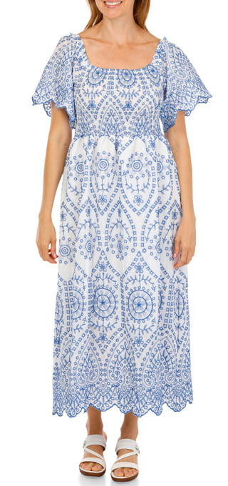 Thumbnail 1: Ana & Rose Women's Embroidered Smocked Midi Dress 