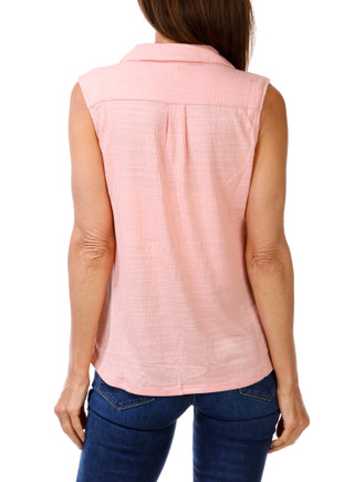 Thumbnail 2: Thomas & Olivia Women's Petite Button Up Lace Collar Top 
