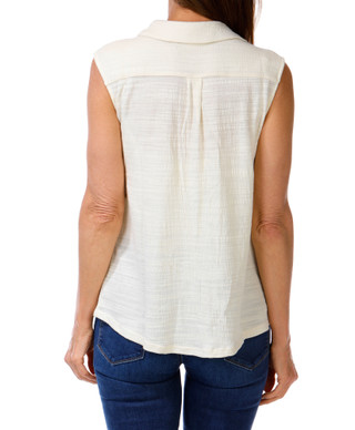 Thumbnail 2: Thomas & Olivia Women's Petite Button Up Lace Collar Top 