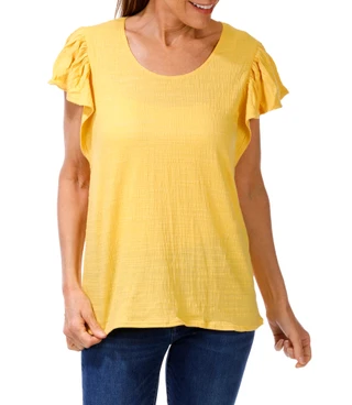 Thumbnail 1: MAX STUDIO Women's Crinkle Ruffle Sleeve Top 