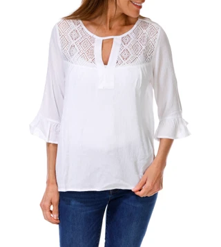 Thumbnail 1: Kaktus Women's Crinkle Split Neck Top 