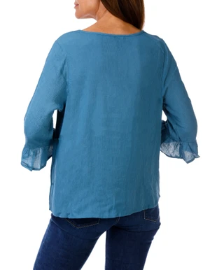 Thumbnail 2: Kaktus Women's Crinkle Split Neck Top 