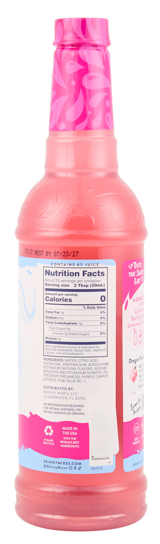 Thumbnail 2: Jordan's Skinny Mixes 25.4 oz Dragon Fruit Acai Skinny Syrup 