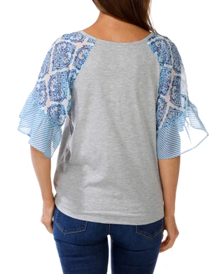 Thumbnail 2: Tru Self Women's Contrast Sleeve Top 