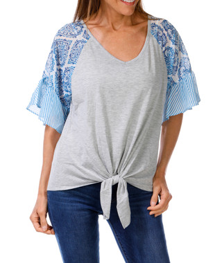 Thumbnail 2: Tru Self Women's Contrast Sleeve Top 