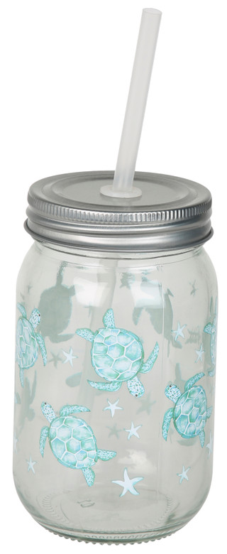 Thumbnail 1: Home Essentials Sea Turtle Glass Straw Jar 