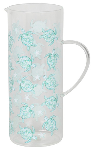 Thumbnail 1: Home Essentials Sea Turtle Pattern Glass Pitcher 