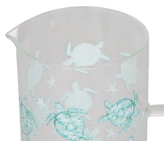 Thumbnail 2: Home Essentials Sea Turtle Pattern Glass Pitcher 