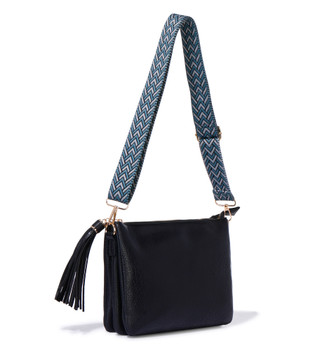 Thumbnail 2: DS Fashion 5 Compartment Crossbody Bag with Guitar Strap & Tassel 